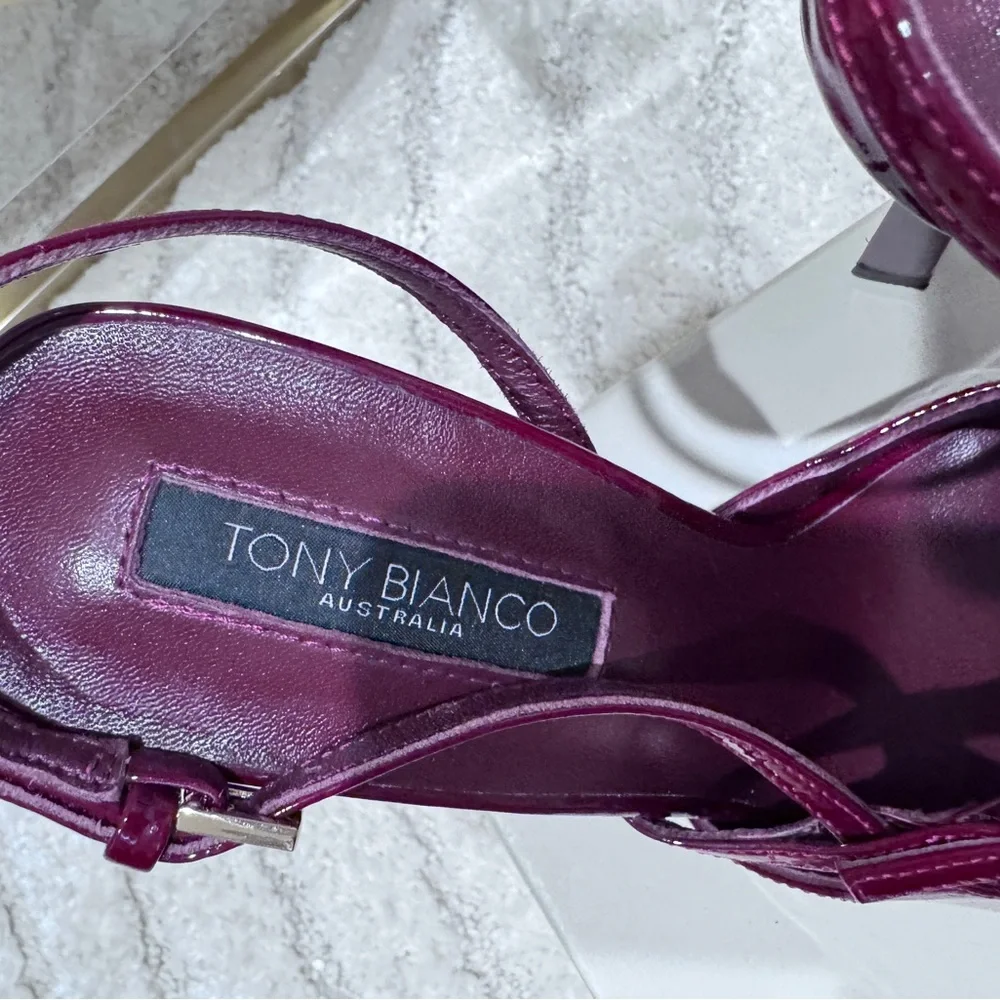 TONY BIANCO Garda Bordeaux Patent Heels in sz. 8
